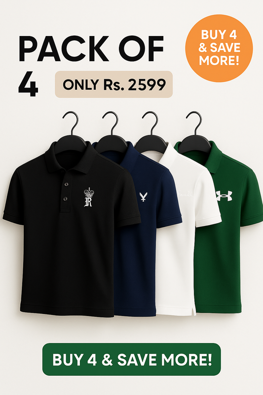POLO SHIRT BUNDLE – PACK OF 4 | PREMIUM QUALITY
